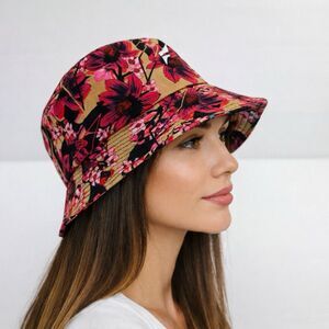 Flag Nor Fail Floral Bucket Hat Pink Tan Floral One Size Unisex Streetwear Y2K